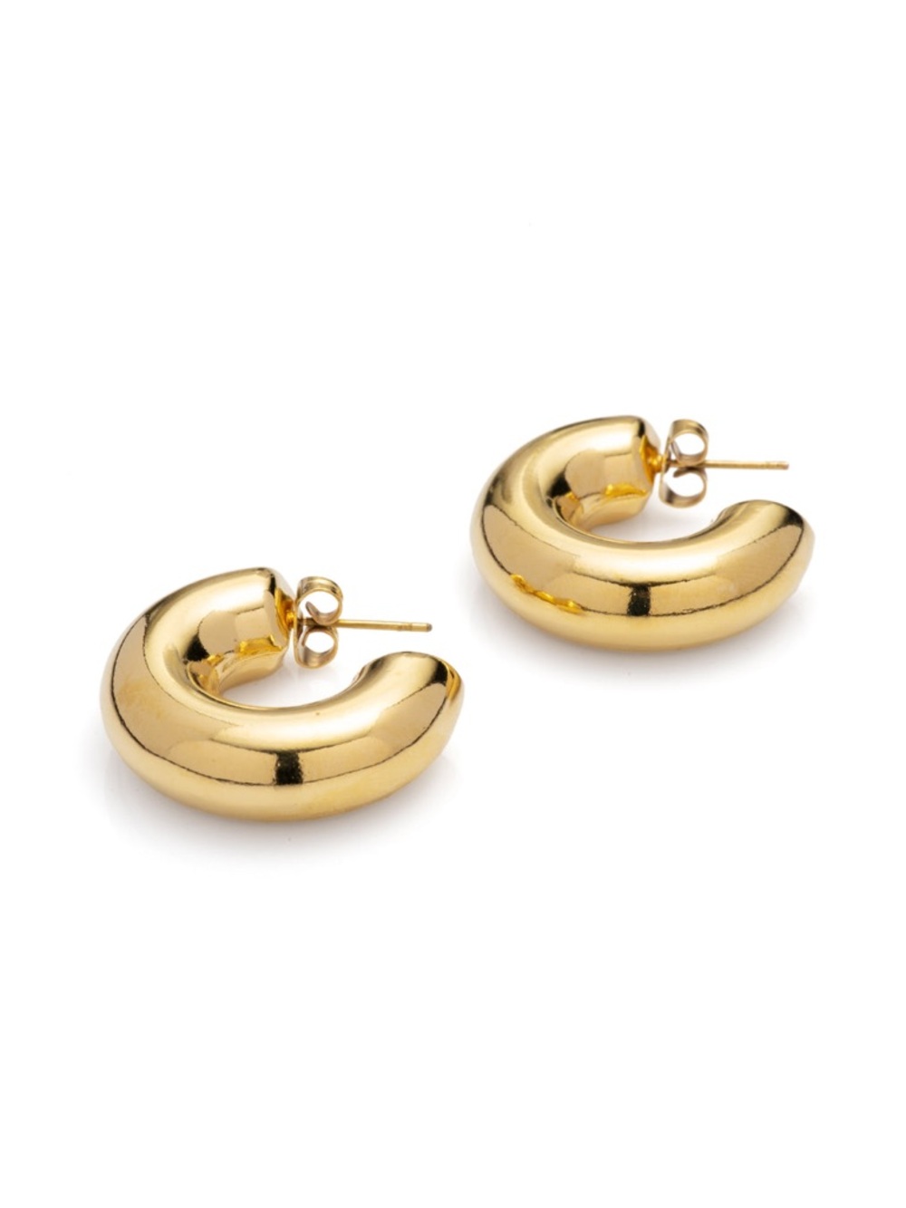 24k Gold Plated Chunky Hoop Earrings NWOT - Picture 3 of 5